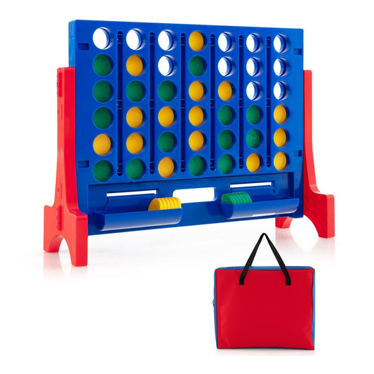 Wall Mounted or Tabletop Giant 4-In-A Row with carrying bag and 42 chesses-blue