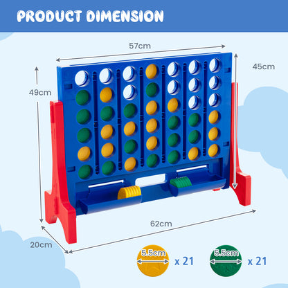 Giant four-in-a-row lawn game size diagram with dimensions