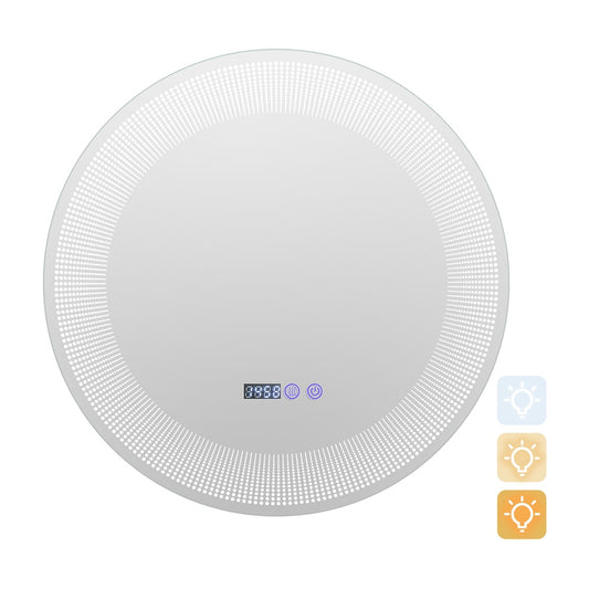 Wall-Mounted Vanity Makeup Mirror showing three light colour options on a white background