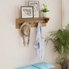 80 CM Wall Hooks with Shelf Wooden Coat Rack-Natural & White