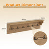 80 CM Wall Hooks with Shelf Wooden Coat Rack-Natural & White