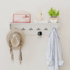 80 CM Wall Hooks with Shelf Wooden Coat Rack-White