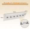 80 CM Wall Hooks with Shelf Wooden Coat Rack-White