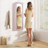 Wall Mounted Jewellery Armoire with LED Light-Pink