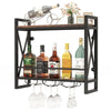 Wall Mounted Wine Rack with 2-Tier Shelves and 3 Glass Holders
