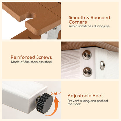 Waterproof Shower Bench Seat HIPS Shower Stool with Handle-Brown
