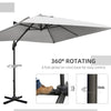 Outsunny 2.7 x 2.7 m Cantilever Parasol, Square Overhanging Umbrella with Cross Base, Crank Handle, Tilt, 360Â° Rotation and Aluminium Frame, Grey