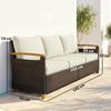 Outsunny 3 Seater Rattan Garden Sofa, PE Wicker Outdoor Sofa Wide Deep Seat, 4