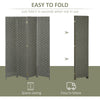 HOMCOM 4-Panel Room Dividers, Wave Fibre Freestanding Folding Privacy Screen Panels, Partition Wall Divider for Indoor Bedroom Office, 170 cm, Grey