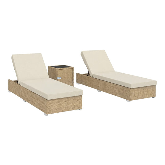Outsunny Rattan Sun Loungers Set of 2 in Beige
