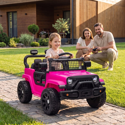 AIYAPLAY 12V Electric Car for Kids with Remote in Pink