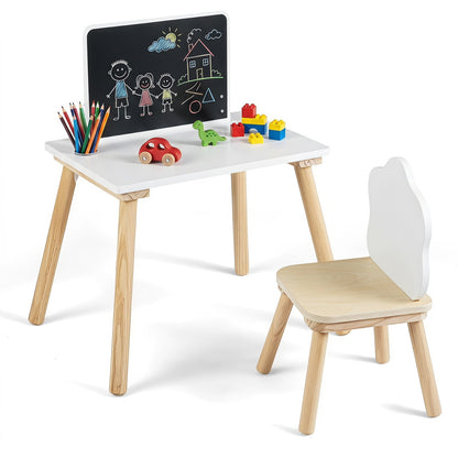 Weaning Table and Chair Set with Chalkboard featuring a white desk and cloud shaped chair
