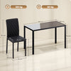 HOMCOM 5 Piece Dining Set, Kitchen Table with Glass Top, Faux Leather Chairs, Black