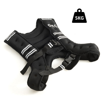 The weights accessory with a 5kg label, showing adjustable straps and reflective detailing