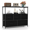 Wide Chest of Drawers with 2 Open Shelves and Heavy Duty Metal Frame-Black