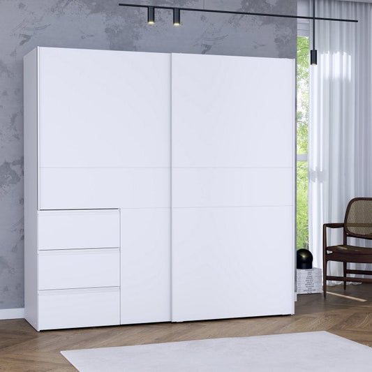 Winn II Sliding Door Wardrobe with Drawers 200cm in White