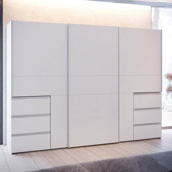 Winn II Sliding Door Wardrobe with Drawers 270cm in White