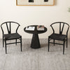 Wishbone Dining Chair Set of 4 with Y-Shaped Backrest and Woven Twine Seat-Black