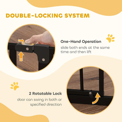 PawHut Extra Wide Dog Gate, with Door Pressure, for Doorways, Hallways, Staircases - Black
