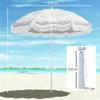Outsunny 1.8 m Beach Umbrella Parasol with Sand Anchor, Portable Tilting Garden Parasol with Adjustable Height, Light Grey