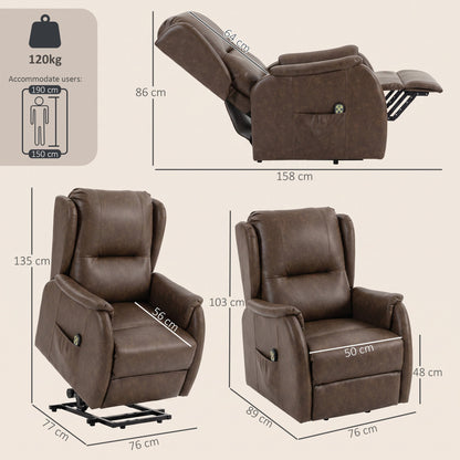 HOMCOM Power Lift Recliner Chair, Dual Motor Electric Lift Chair for Elderly with Remote Control, Brown