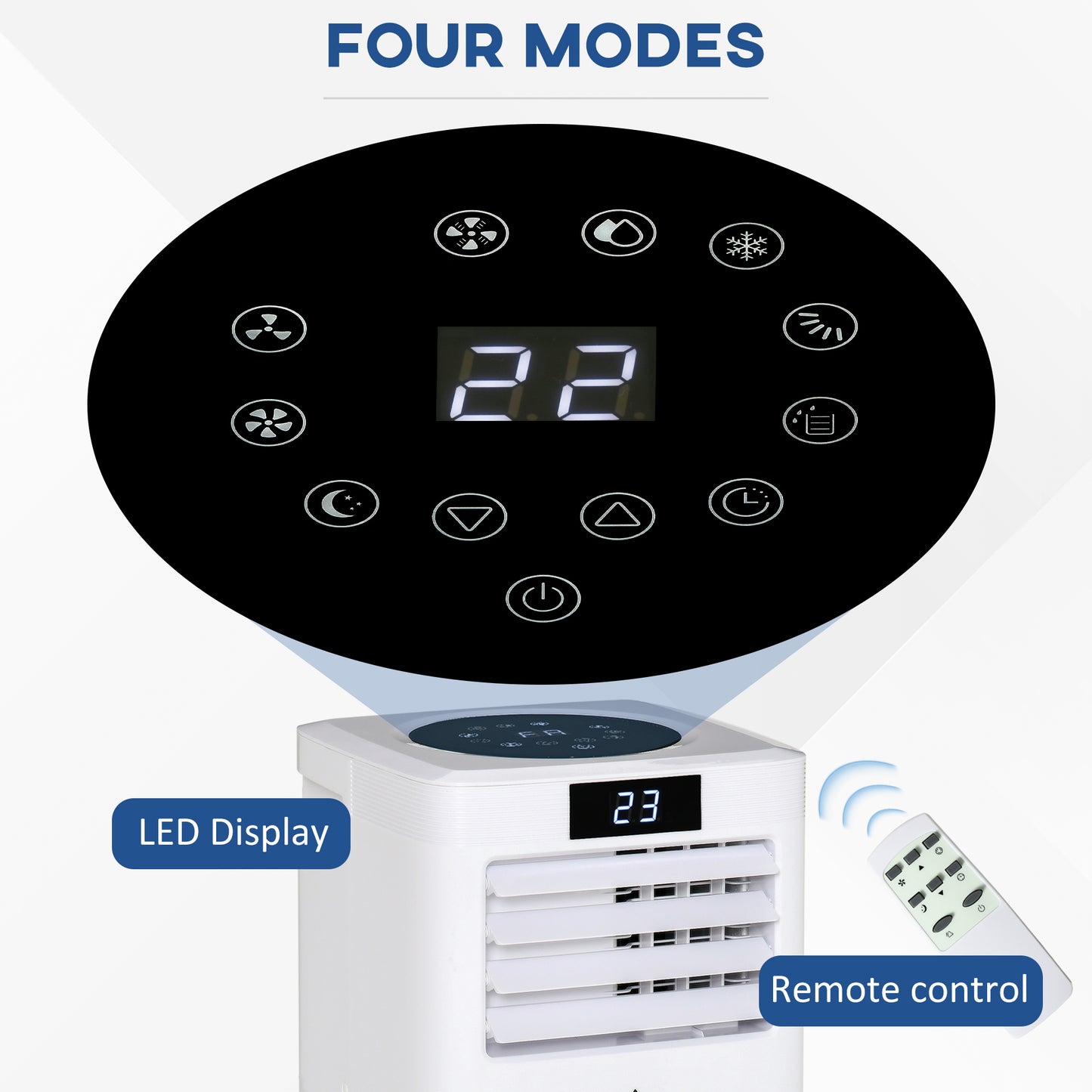 HOMCOM 7000 BTU Air Conditioning Unit, 3-in-1 Portable Air Conditioner, Dehumidifier, Cooling Fan with Remote Control, Digital Display, 2 Speeds, 24H Timer, Window Venting Kit, 15m√Ç¬≤