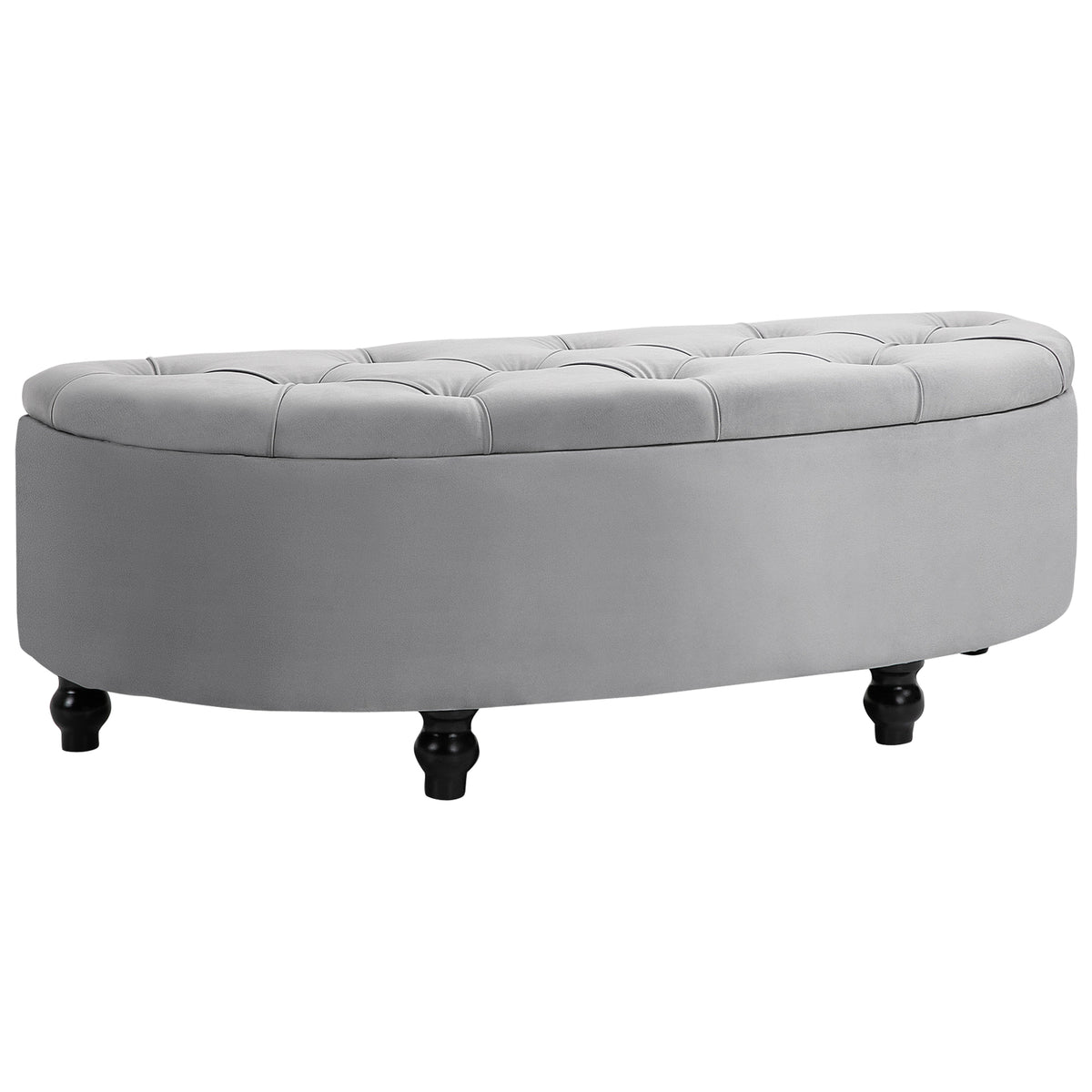 HOMCOM Semi-Circle Ottoman Storage Bench in Light Grey