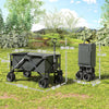Outsunny Outdoor Pull Along Cart Folding Cargo Wagon Trailer Trolley for Beach Garden with Handle, Anti-Slip Wheel - Dark Grey