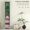 kleankin Bathroom Floor Storage Cabinet with 3 Tier Shelf and Cupboard with Door, Free Standing Linen Tower, Tall Slim Side Organizer Shelves, Grey