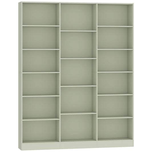 HOMCOM Bookcase with Open Storage, 6-Tier Bookshelf with Anti-Tipping Hardware, Light Green
