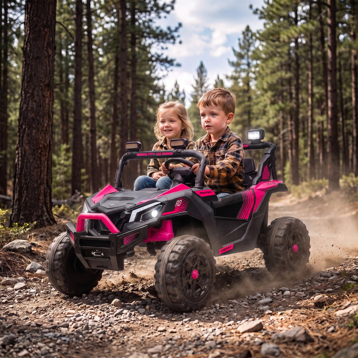 AIYAPLAY 24V 2 Seater Ride On Truck Car in Pink