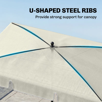 Outsunny 2 x 1.3m Garden Parasol Umbrella, Outdoor Market Table Umbrella with Ruffles & Aluminium Pole, Rectangular Tilting Parasol Sun Shade Canopy, Cream White