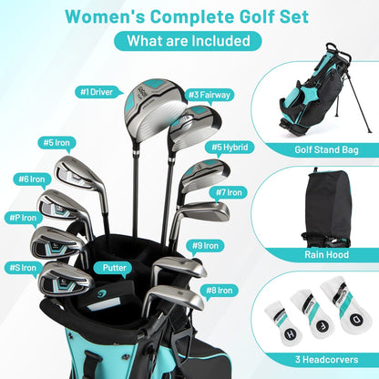 All the items included in the women's golf club set