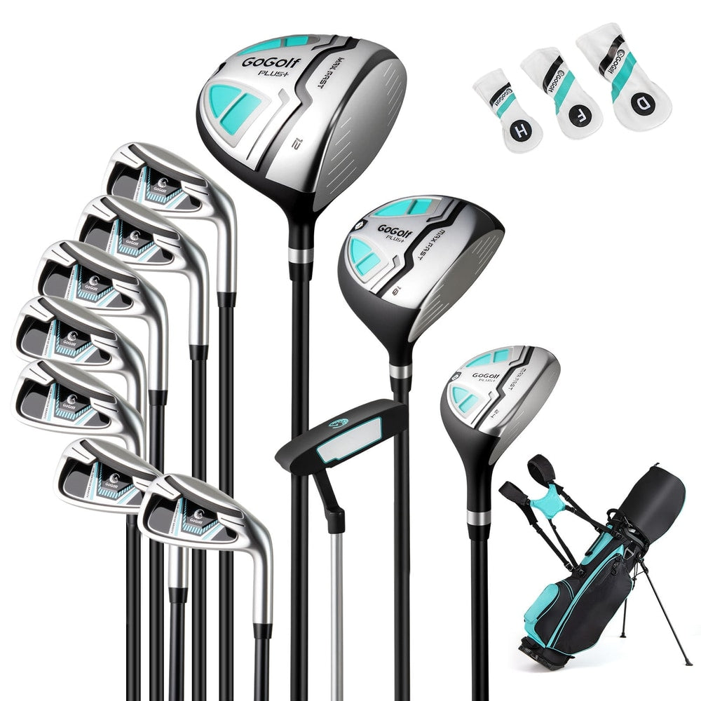 Women's Complete Golf Clubs and Bag Set Right Handed-Green, showing all clubs and the golf bag