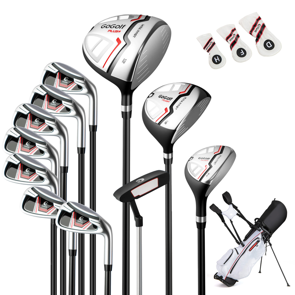 Women's Complete Golf Clubs and Bag Set Right Handed-Red, showing all clubs and the bag