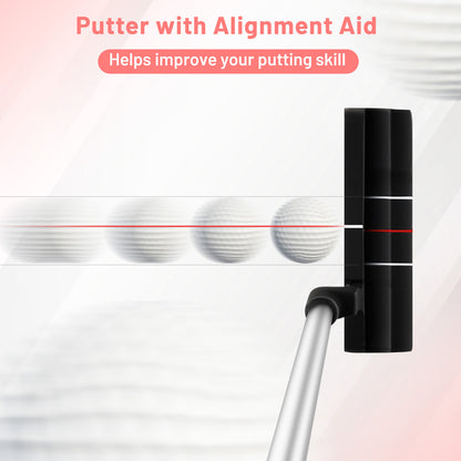 The putter for the golf clubs with an alignment aid to improve putting skill
