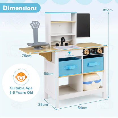 Dimensions diagram for the wooden medical centre toy set