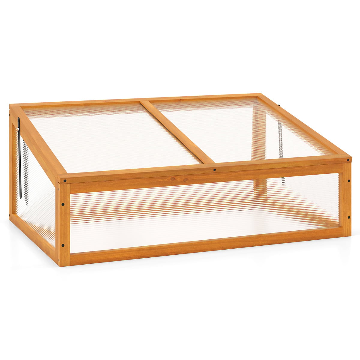 Portable Wood Cold Frame Greenhouse with Transparent Flip-top Roof-Orange