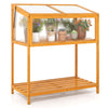 Wood Cold Frame Greenhouse with Slatted Storage Shelf-Orange
