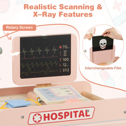 Close up of the interactive screen and interchangeable film on the doctor's trolley