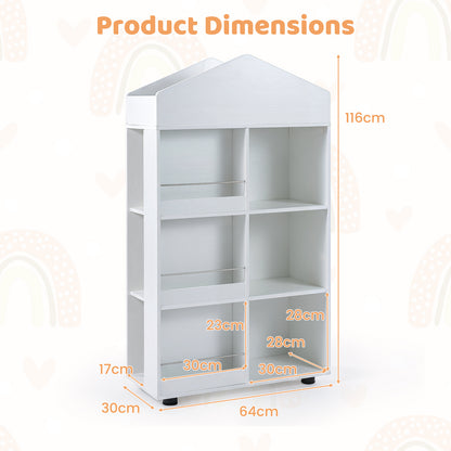 Product dimensions diagram for the white kids storage unit
