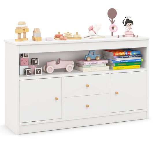 Wooden Kids Toy Children Bookshelf Storage Chest with open shelf and two drawers