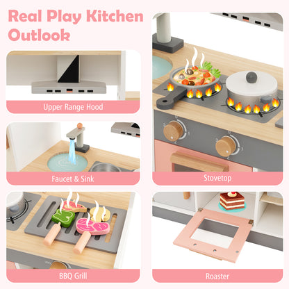 Close up views of the play kitchen features