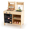 Wooden Barbecue Grill Toy Set with Chalkboard and Play Food for Kids-Natural