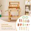 Wooden Barbecue Grill Toy Set with Play Food and Grilling Tools for kids-Natural