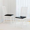 Wooden Dining Chair Set of 2 with Rubber Wood Legs and Padded Seat-Black & White