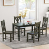 Wooden Dining Chairs Set of 4 with Rubber Wood Frame and Elegant Hollowed Backrest