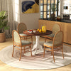Wooden Dining Table with Round Tabletop and Curved Trestle Legs-Walnut & White