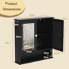 Wooden Hanging Medicine Organizer with Mirror and Adjustable Shelf-Black