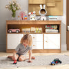 Wooden Kids Toy Children Bookshelf Storage Chest with Open Shelf-Natural